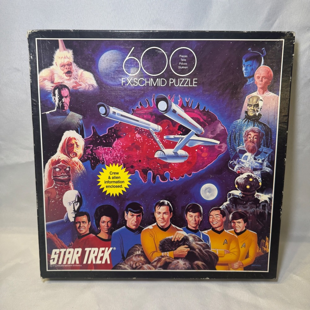 Vintage Star Trek 600 Piece Puzzle F.X. Schmid 90041 TOS Crew & Aliens 1994